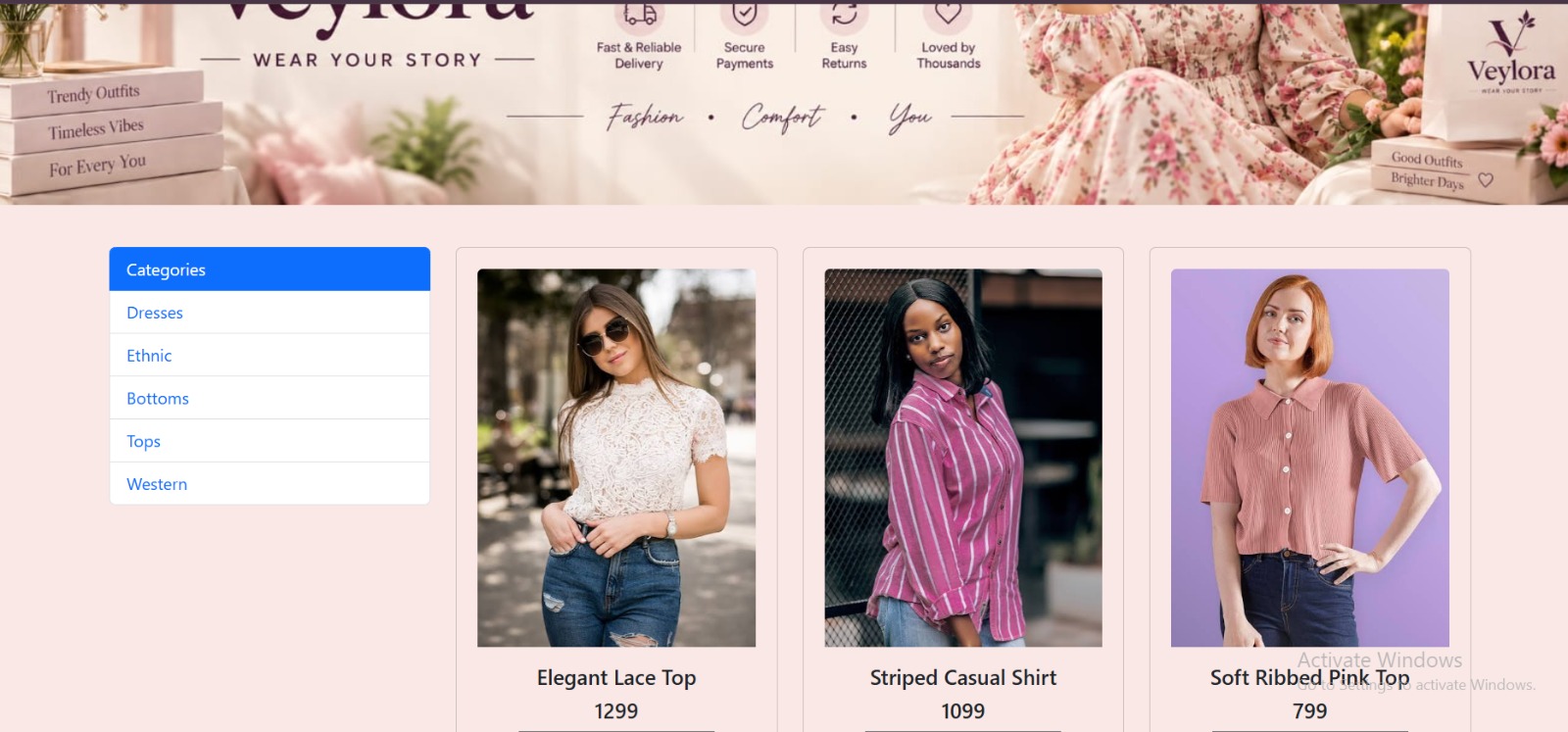 Veylora categories page